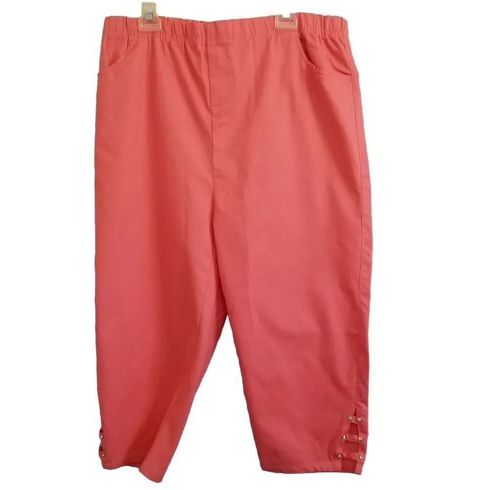 CW Classics Capri Pants Womens 4X Coral Pull On Elastic Waist Pockets‎ NWOT